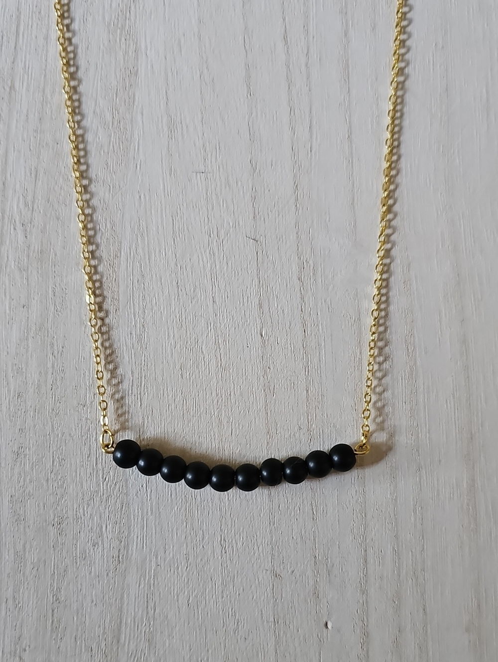 Matte Black Glass Bead Necklace